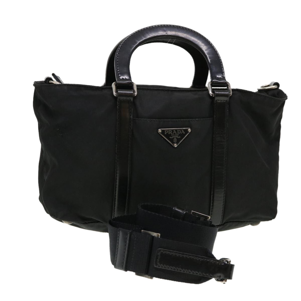 Prada Hand Bag Nylon 2way Black Auth 39702